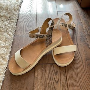 Off White & Snakeskin Strapped Sandals!